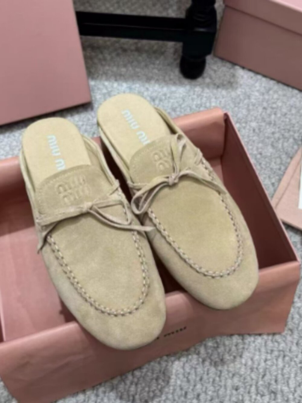 Miu Miu Suede Bow Mules